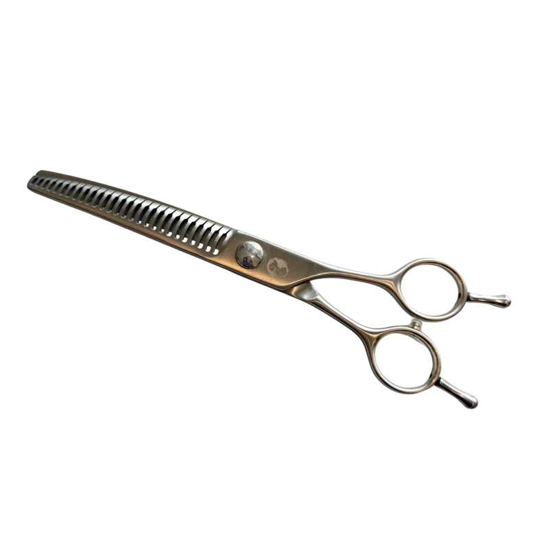 LuckyFeather Curved Grooming Scissors 7" (17,8 cm) 27T - izliektās šķēres suņu frizieriem (grūmeriem) ar 27 zobiem