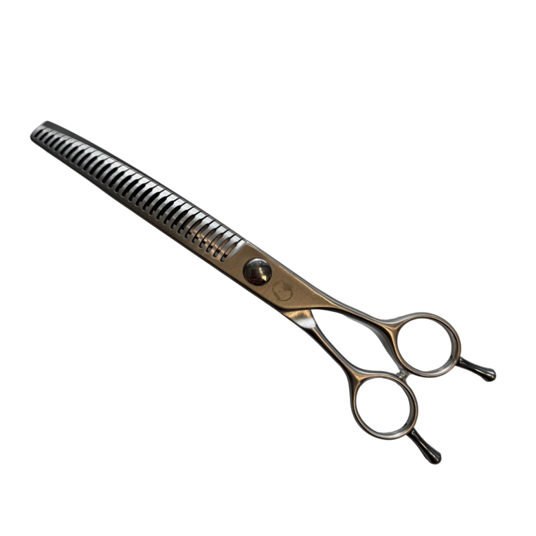 LuckyFeather Curved Grooming Scissors 7,5" (19 cm) 30T - izliektās šķēres suņu frizieriem (grūmeriem) ar 30 zobiem