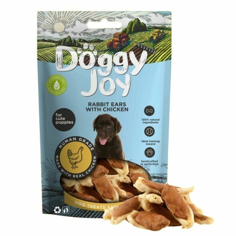 Doggy Joy Rabbit Ears with Chicken for Puppies, 90 g - Жевательные кроличьи уши с куриной грудкой для щенков