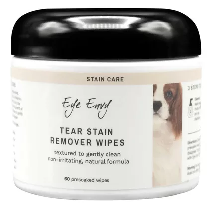 Eye Envy Tear Stain Remover Wipes for Dogs, 60 gab - mitrās salvetes traipu attīrīšanai suņiem