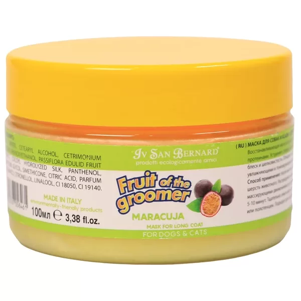 Iv San Bernard Maracuja Mask, 100 ml - vitaminizēts kondicionieris suņiem un kaķiem ar garu spalvu