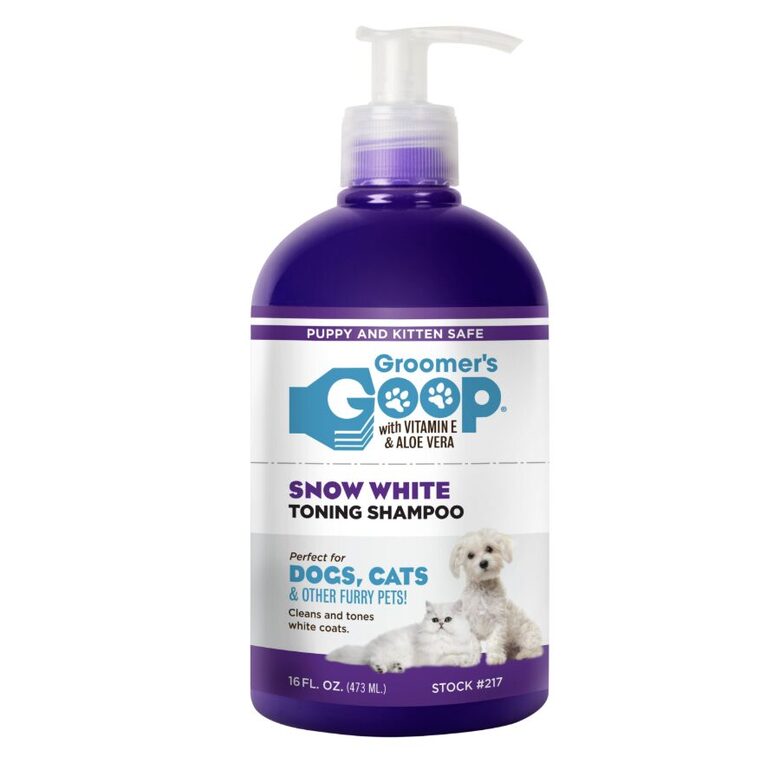Groomer`s Goop Snow White Toning Shampoo, 473 ml - для удаления желтых тонов и стойких пятен с белой шерсти