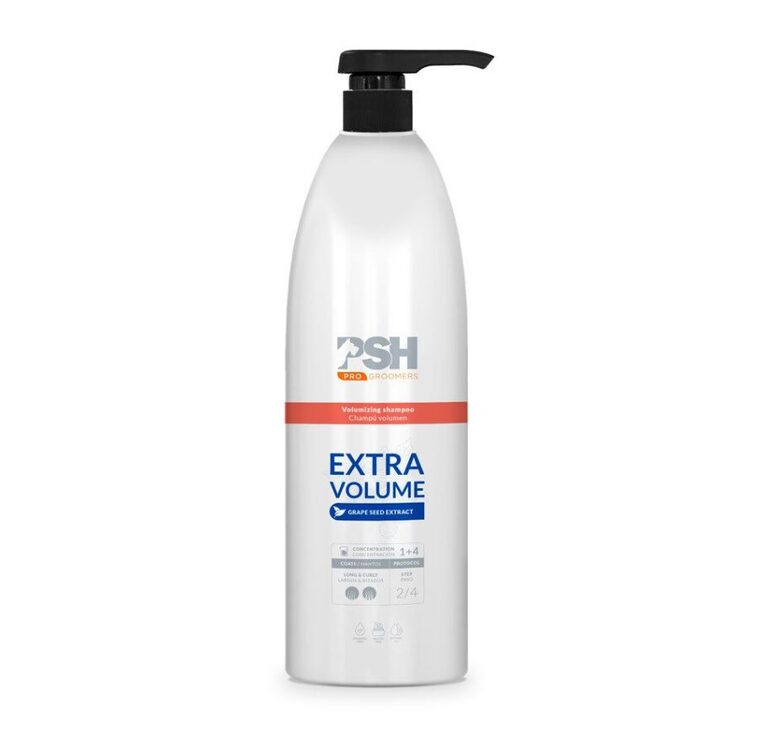 PSH PRO GROOMERS Extra Volume Shampoo, 1000ml - apjoma šampūns šķirnēm ar garu, dubultu, viļņainu un/vai cirtainu apmatojumu