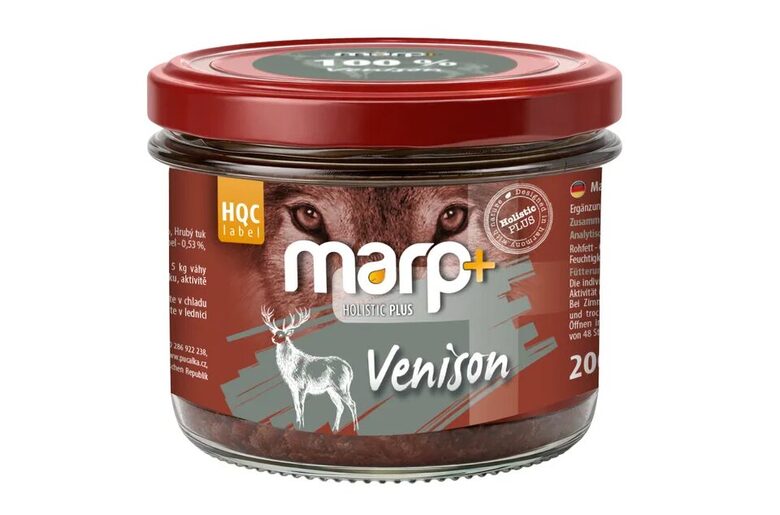 Marp Holistic Plus - 100% Venison in a Jar for Dogs, 200g - briedis savā sulā stikla traukā kucēniem un pieaugušiem suņiem