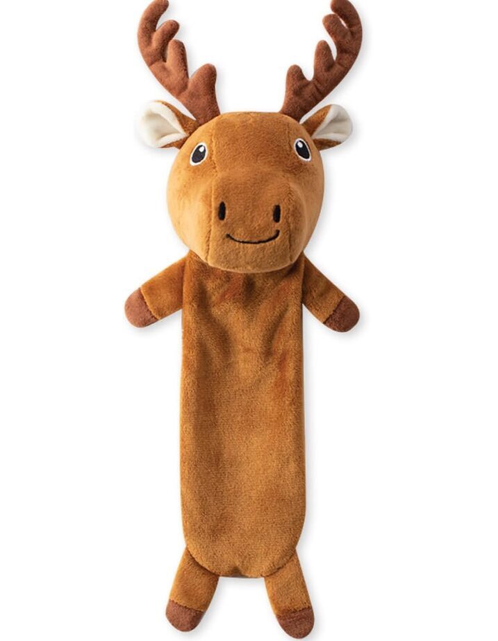 Fringe Studio Dont Moose With Me Flat Plush Dog Toy 35cm x 15cm x 10cm - suņu rotaļlieta ar pīkstienu un krokotu papīru 
