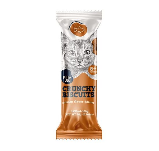 Kitty Joy Crunchy Biscuits Salmon Flavor Filling, 20g - Kraukšķīgi kaķu cepumi ar laša garšas pildījumu
