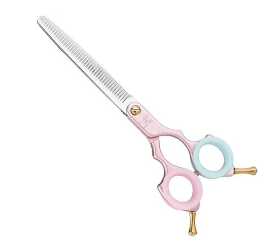 Blovi Teddy Line Pink Asian Style Thinning 42T 6.5" (15.2 cm) - Сверхлегкие филировочные ножницы для груминга с алюминиевой ручкой c 42 зубцами