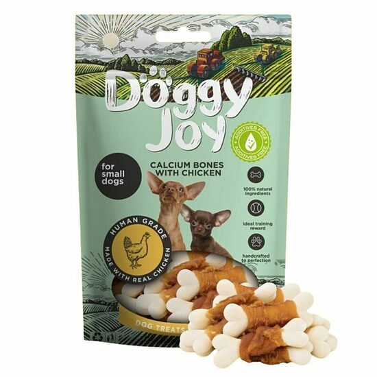 Doggy Joy Calcium Bones with Chicken for Small Dogs, 55 g - mazāki kalcija kauliņi mazajiem suņiem
