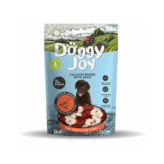 Doggy Joy Calcium Bones with Duck for Puppies, 90 g - Piena kauls, bagātināts ar kalciju ar pīles krūtiņu kucēniem