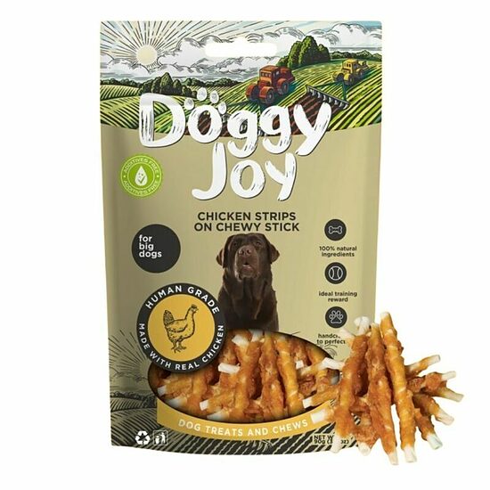 Doggy Joy Chicken Fillet on Chewy Stick for Big Dogs, 90 g - vistas fileja uz košļājamā kociņa lieliem suņiem