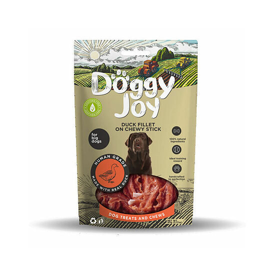Doggy Joy Duck Fillet on Chewy Stick for Big Dogs, 90 g - pīles fileja uz košļājamā kociņa lieliem suņiem