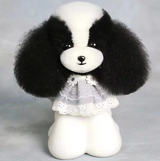 Mr. Jiang Teddy Head Hair - Replacement Coat for Teddy Grooming Head, Black and White