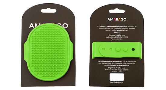 Amarago Rubber deshedding brush for dogs and cats, green