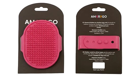 Amarago Rubber deshedding brush for dogs and cats, pink