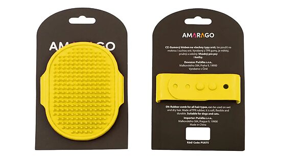 Amarago Rubber deshedding brush for dogs and cats, yellow