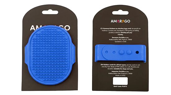 Amarago Rubber deshedding brush for dogs and cats, blue