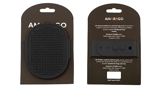 Amarago Rubber deshedding brush for dogs and cats, black