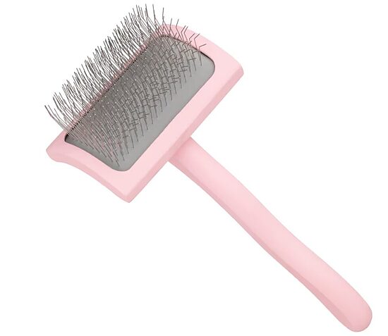 Blovi Medium Wooden Slicker Brush with Long 25mm Pins, Medium - steel, medium-firm pins