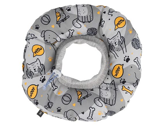 Biglo Pet Recovery Soft Cone Light Gray - Protective Collar for Dog & Cat, Soft Filling, Size 3