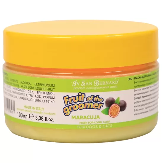 Iv San Bernard Maracuja Mask, 100 ml - vitaminizēts kondicionieris suņiem un kaķiem ar garu spalvu