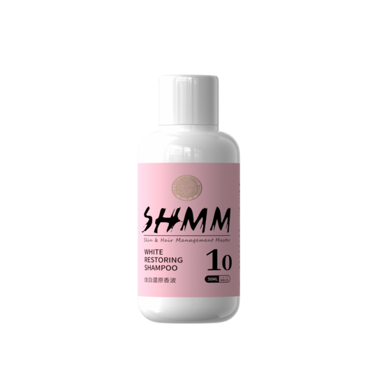 SHMM White Restoring Shampoo, 50ml - rūpīgi attīra, efektīvi noņemot dzeltenus traipus, asaru traipus, siekalu un urīna traipus