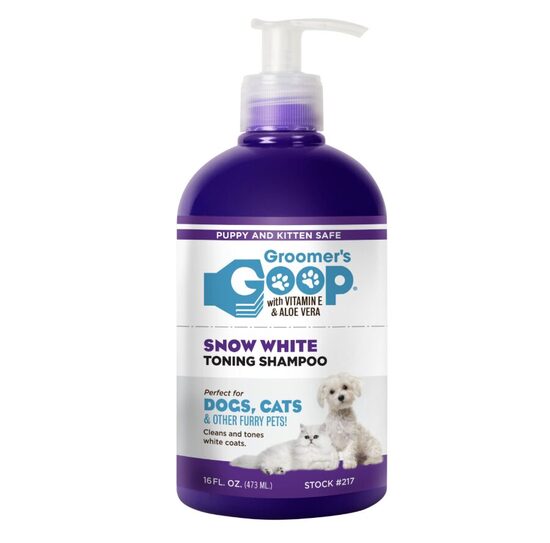 Groomer`s Goop Snow White Toning Shampoo, 473 ml - для удаления желтых тонов и стойких пятен с белой шерсти