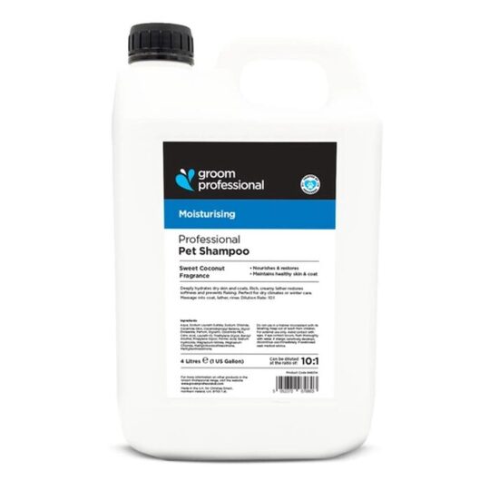 Groom Professional Coconut Moisturizing Shampoo, 4000 ml - attīrošs šampūns, kas kondicionē sausu kažoku un ādu
