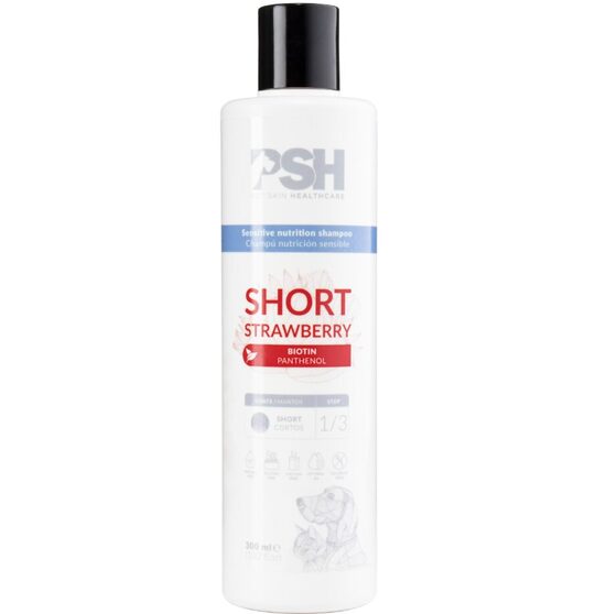 PSH Daily Beauty line Short Strawberry Shampoo, 300ml - zemeņu šampūns īsspalvainajiem suņiem un kaķiem mājas lietošanai