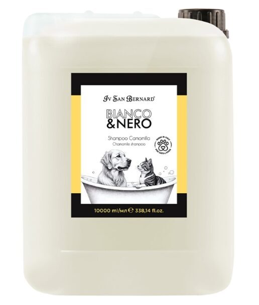 Iv San Bernard Black and White Line Chamomile Shampoo, 10000 ml - Universāls kumelīšu šampūns garspalvainiem dzīvniekiem