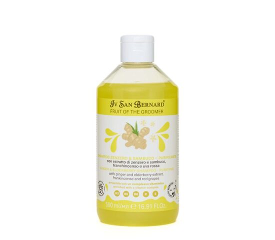 Iv San Bernard NEW Ginger & Elderberry Shampoo, 500ml - ingvera, plūškoka šampūns saudzīgai suņu un kaķu mazgāšanai