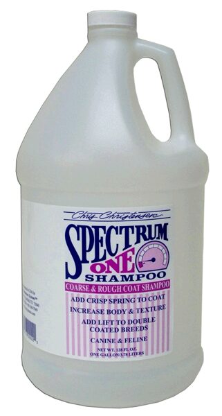CHRIS CHRISTENSEN Spectrum 1 Coarse & Rough Shampoo, 3,78 L -šampūns suņiem un kaķiem saglabā kažoka dabisko tekstūru, vienlaikus pievienojot apjomu