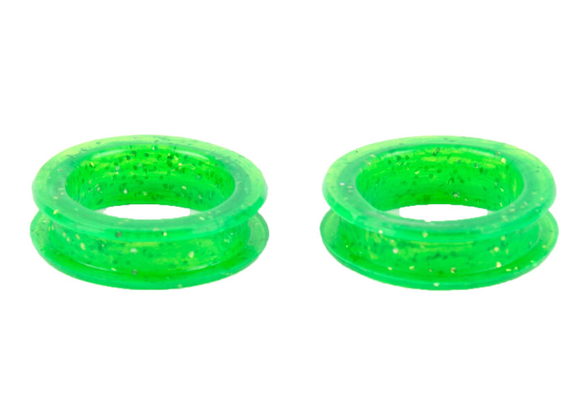 Show Tech Finger Ring 22 mm Green Glitter Scissor rings 2 Pcs - pirkstu gredzeni Zaļi