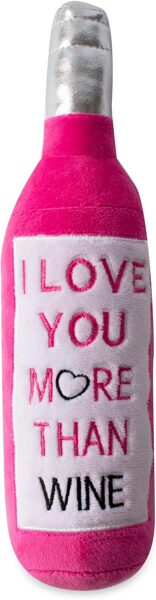 Fringe Studio I Love You More Than Wine Plush Dog Toy PINK