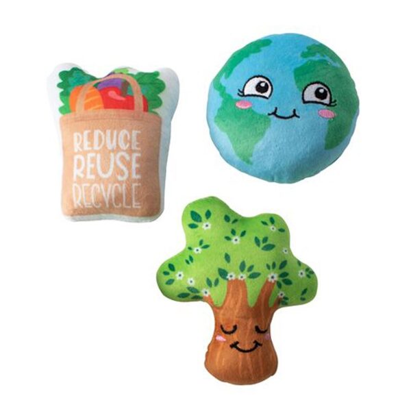 Fringe Studio Plush Dog Toy Set - Mutts for Mother Earth, 3 Piece Set