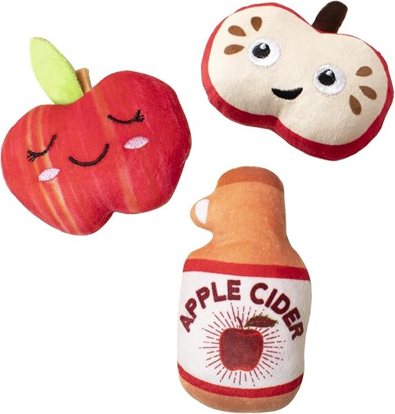 Fringe Studio Plush Dog Toy Set - Apples of My Eye, 3 Piece Set