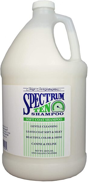 CHRIS CHRISTENSEN Spectrum 10 Soft & Smooth Shampoo, 3,78 L - šampūns suņiem un kaķiem īpaši mīkstiem un viļņainiem apmatojumiem, lai radītu manāmu gludumu un spīdumu
