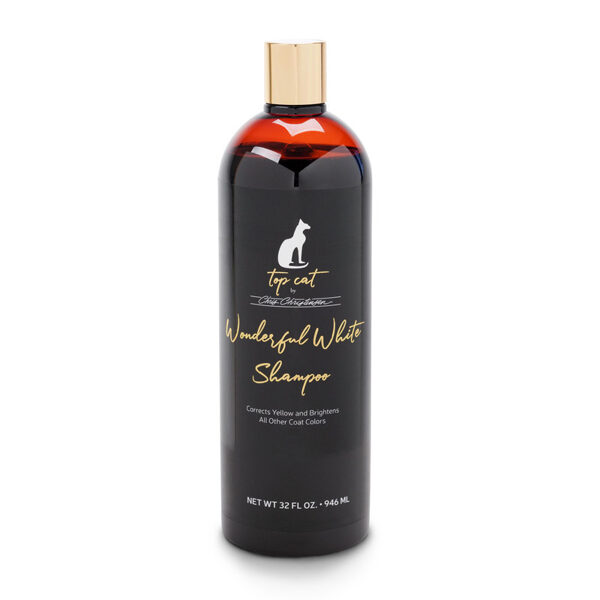 CHRIS CHRISTENSEN Top Cat Wonderful White Shampoo, 946ml - dod izcilu baltumu bez balinātājiem, kodīgām ķīmiskām vielām vai kodīgām sastāvdaļām