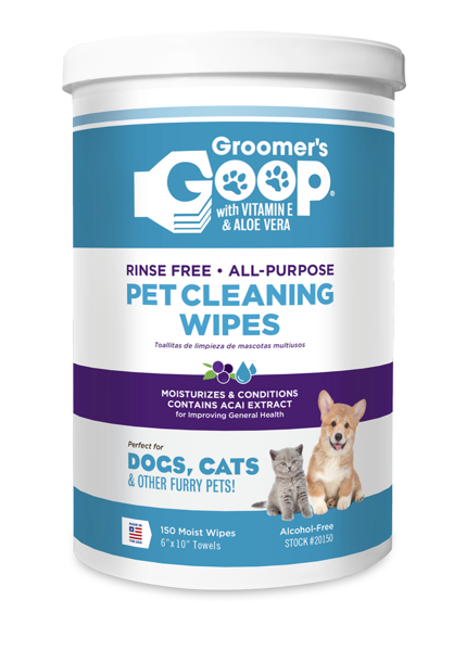 Groomer`s Goop Rinse Free Shampoo Wipes, 150 gb 