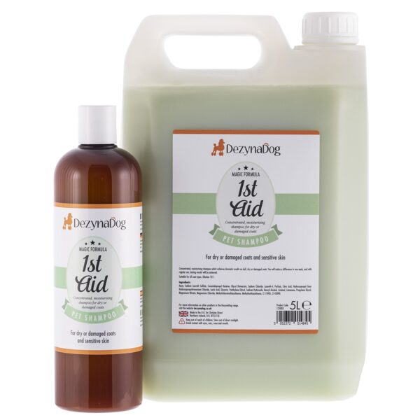 Dezynadog Magic Formula 1St Aid Medicated Shampoo, 5000 ml - sausiem un bojātiem kažokiem un jutīgai ādai 