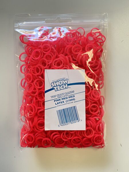 Show Tech Latex Bands Hot Pink - 100 pcs Top Knot Bands - MEDIUM