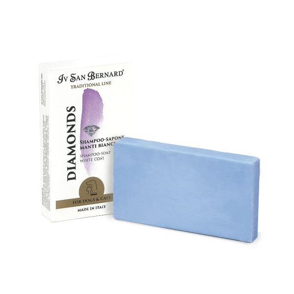 Iv San Bernard Diamonds Shampoo-Soap White Coat, 75 g - Dry shampoo for removing yellow stains out of white coats