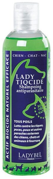 Ladybel Lady Tiqcide Shampoo, 200 ml - pretparazītu šampūns ar geraniolu, kas der jebkura tipa garai un īsai spalvai