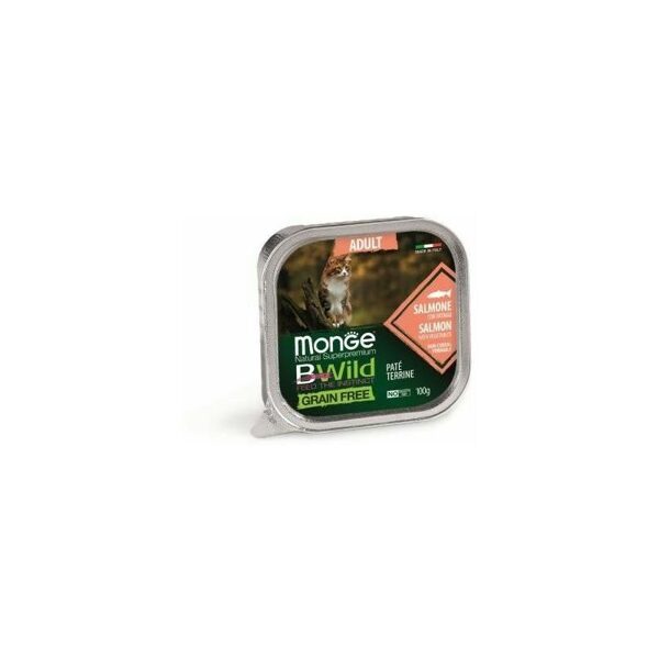 MONGE BWILD Cat ADULT Salmom with vegetable 100 g - konservi kaķiem lasi un dārzeņiem 100g