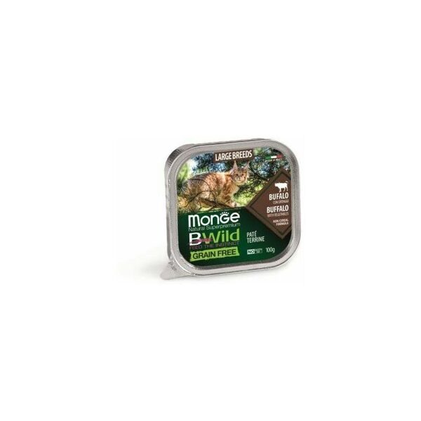 MONGE BWILD Cat Large Breed buffalo with vegetables 100 g - konservi kaķiem ar bifeli un dārzeņiem 100g