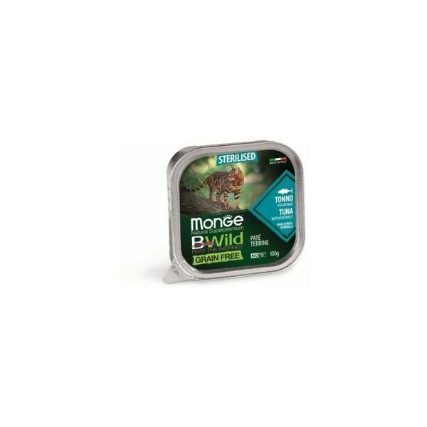MONGE BWILD Cat Sterilised Tuna with vegetables 100 g - konservi kaķiem ar tunci un dārzeņiem 100g