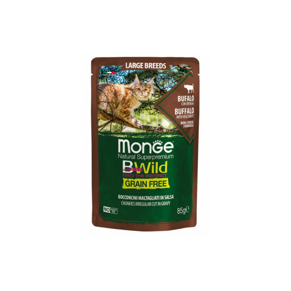 MONGE BWILD pouches Cat Large Breed buffalo with vegetables 85 g