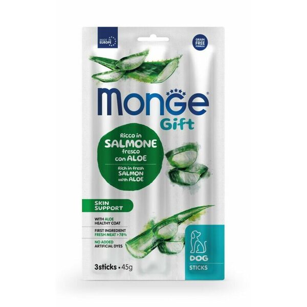 MONGE Dog STICKS Skin support Salmon with aloe / 45 gr