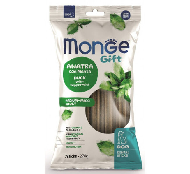 MONGE GIFT Dog DENTAL STICK Medium & Maxi Duck with peppermint / 270 g