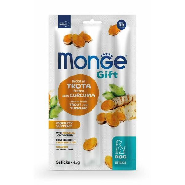 MONGE GIFT Dog STICKS Mobility support Trout with turmeric / 45 g
