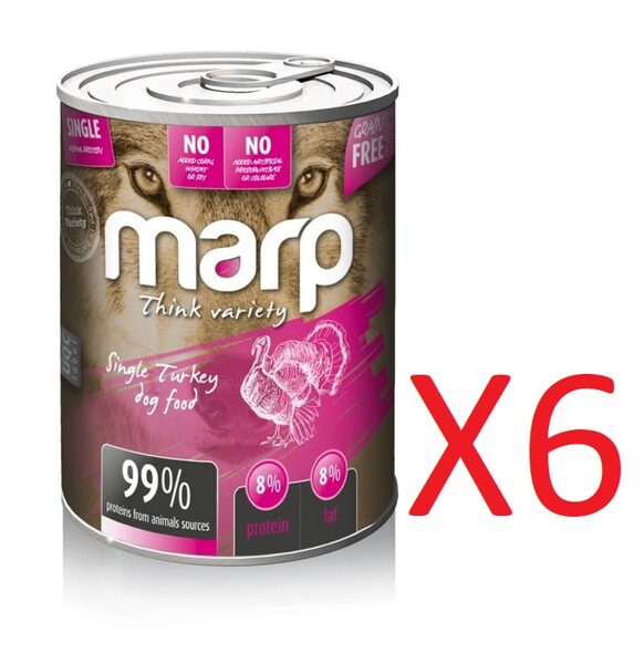 Marp Think Variety Single Turkey Dog Food - Tītars, 6x400 g